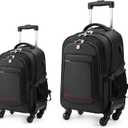 StarCloud 18-inch + 24-inch Checked Backpack Combo Set Large Rolling Backpack with 4 Wheels, Travel Commute Bag, Carry on Luggage Trolley Suitcase (4 Wheels Rolling Backpack)