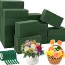 Aneco 24 Pieces Floral Foam Blocks with 6 Rolls Floral Tape 5.5''L x 3.1''W x 1.8''H Green Square Flower Foams Flower Arrangements Supplies for Dry & Wet Flower Wedding Home Decor and DIY Crafts