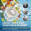 Cleaner, Portable Food Cleaner for Removing Surface Impurities, Wax & Grime, 10-Minute Automatic Cleaning, IPX7 Waterproof. Applicable to Fruits, Meat, Veggies and Grains.