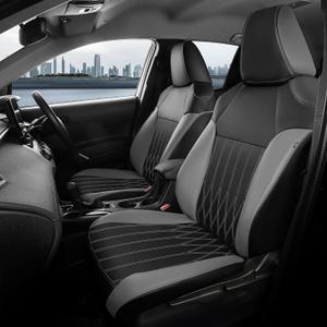 FEINEPRO Seat Covers for Toyota Corolla Hybrid LE 2020 2021 2022 & Hybrid XLE 2023 2024 2025, Custom Fit Luxury Faux Leather Car Seat Covers Full Set Waterproof - BlackGrey