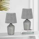 Small 12'' Table Lamps Set of 2, Bedside Nightstand Lamps for Bedroom Kids Room, Cute Desk Lamps with Studded Texture Base for Reading Nursery Living Room Office, Grey