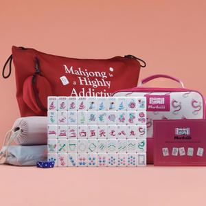 Dogs and Cats Themed Mahjong Tile Set - 160 Acrylic engraved Tiles & American Mahjong Travel Set | Unique Gift for Pet Lovers and Mahjong Enthusiasts | Novelty Animal Themed Game for Family (Red Kit)