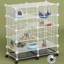 STILLCOVE Medium Guinea Pig Cages Indoor: 4-Tier C&C Rabbit Cage Small Animal Cage on Wheel with Removable Tray for Bunny Hamster Ferret Rat Chinchilla Hedgehog, Size: 28.7"L x 14.6"W x 34.2"H