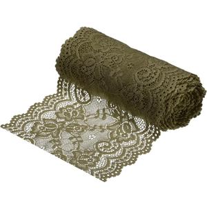 MECCANIXITY 6 Inch Wide 5 Yard Lace Ribbon Floral Pattern Army Green Lace Trim Ribbon for Sewing Making, and DIY Crafts, Gift Wrapping, Bouquets, Wedding Decor