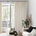 Cream Beige Linen Blackout Curtains Pinch Pleated 102 Inches Long for Bedroom Memory Shape Back Tab Flax Linen Curtains Blackout Farmhouse Full Light Blocking Thermal Insulated Drapes 2 Panels Set