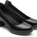 DREAM PAIRS Women's Chunky Closed Toe Low Block Heels Work Pumps Comfortable Round Toe Dress Wedding Shoes Nereida (10, Black)