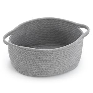 Happyiren Cute Woven Storage Basket with Handle, Baskets for Gifts Empty, Gift Baskets for Valentines Day Birthday Baby Shower Raffle Burr Fundraiser, Decorative Organizer Box for Baby Toy Pet (1 Pack, Grey)