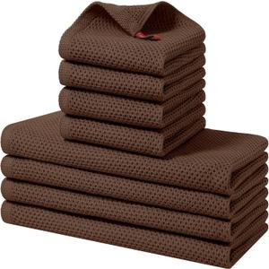Homaxy 100% Cotton Kitchen Towels and Dishcloths Set, 12 x 12 Inches and 13 x 28 Inches, Set of 8 Bulk Kitchen Towels Set, Ultra Soft Absorbent Dish Cloths for Washing Dishes, Coffee