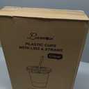 Lamosi 100 Pack 20 oz Clear Plastic Cups with Lids and Straws, Disposable Iced Coffee Cups with Lids for To-Go Cold Drinks, Smoothies and Slushie