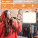 2-Pack LED Video Lighting Kit, Anautin 15W/1700Lux Photography Lighting with Tripod Stand, 2500-8500K Dimmable Streaming Light for Video Recording, Gaming, Podcast, Barber, Salon, TikTok, YouTube