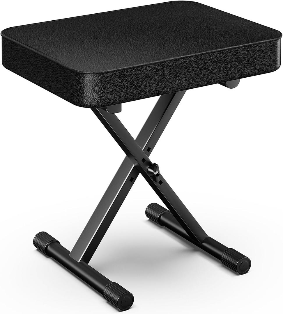 GLEAM Keyboard Bench X-Style Height Adjustable 16.5-18.5in Padded Cushion Piano Stool Bench Keyboard Chair for Keyboards Piano