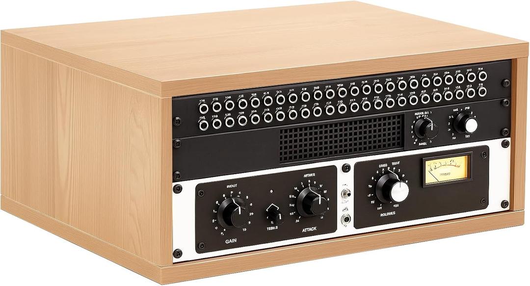 AceOrbit 4U Wooden Studio Rack for Pro Audio Gear 4u Audio Rack Case in Oak Finish Compact Efficient Desktop Storage Protect Equipment Studio Control Home Room Use (Wood)