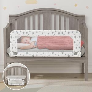 Crib Rail Guard for Toddlers - 35.3" Toddler Bed Rails Convertible Safety Side Protector Swing Down Mesh Breathable Bed Barriers White Anchor Safety with Reinforced