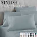 Danjor Linens Bed Sheet Set Queen Size for Hot Sleepers, Hotel Premium Sheets with 4 Pillowcases, Lightweight Brushed Microfiber Deep Pockets, Breathable Cooling 6 Piece Bedding Sets, Spa Blue