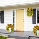 Artificial Fake Hanging Flowers for Outdoors, 2 Pcs Artificial Hanging Plants Outdoors Spring Summer Decor, UV Resistant Faux Violet Silk Flowers for Planters Front Door Yard Garden(Orange Yellow)