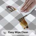 Smiry Round Picnic Tablecloth, Elastic Waterproof Fitted Vinyl Tablecloths for 42"-50" Tables, Flannel Backed Buffalo Plaid Table Cover for Dining, Camping, Outdoor, White and Grey