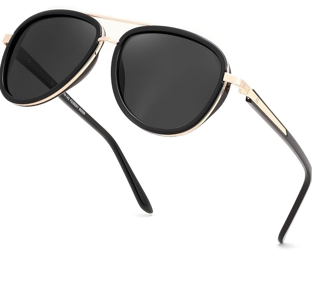 FEISEDY Retro Polarized Aviator Sunglasses for Women Men Vintage Square Sunglass With Classic Style B0259