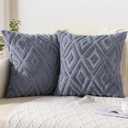 Pallene Summer Blue Grey Throw Pillow Covers 20x20 Set of 2, Soft Plush Faux Fur Decorative Couch Pillow Covers for Sofa Bed Living Room Pillow Cases with 3D Diamond Pattern