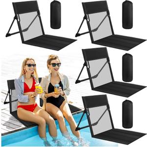 Karenhi 4 Pcs Foldable Poolside Chairs Portable Beach Chair Folding Seat for Edge of Pool Provide Back Support with Carry Bag for Adults Traveling Camping Picnic Lawn