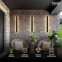 Haylen | Waterproof Outdoor Wall Light, LED Dimmable with Remote 3000K-6000K, Long Outdoor Porch Lights, Wired Lighting Fixture, Patio Exterior Wall Sconce, 1-Pack (Black, 24")