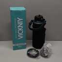 32/40/64OZ Insulated Water Bottle - Keep Cold 48H Hot 24H, Combo Straw/Spout Lids, Paracord Handle for Gym/Hiking, Carrier Bag +Strap, Cup Mat, BPA-Free Stainless Steel Flask Jug (Indigo Black)