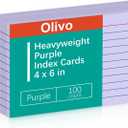 Olivo Purple Index Cards 4x6 Lined Ruled Flash Note Cards, 100 Count