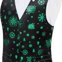 DiBanGu Mens Christmas Vest and Bow Tie Set Festival Christmas Snowflake Suit Vest for XmasNew Year Party Formal (Black Green Christmas Tree Snowflake)