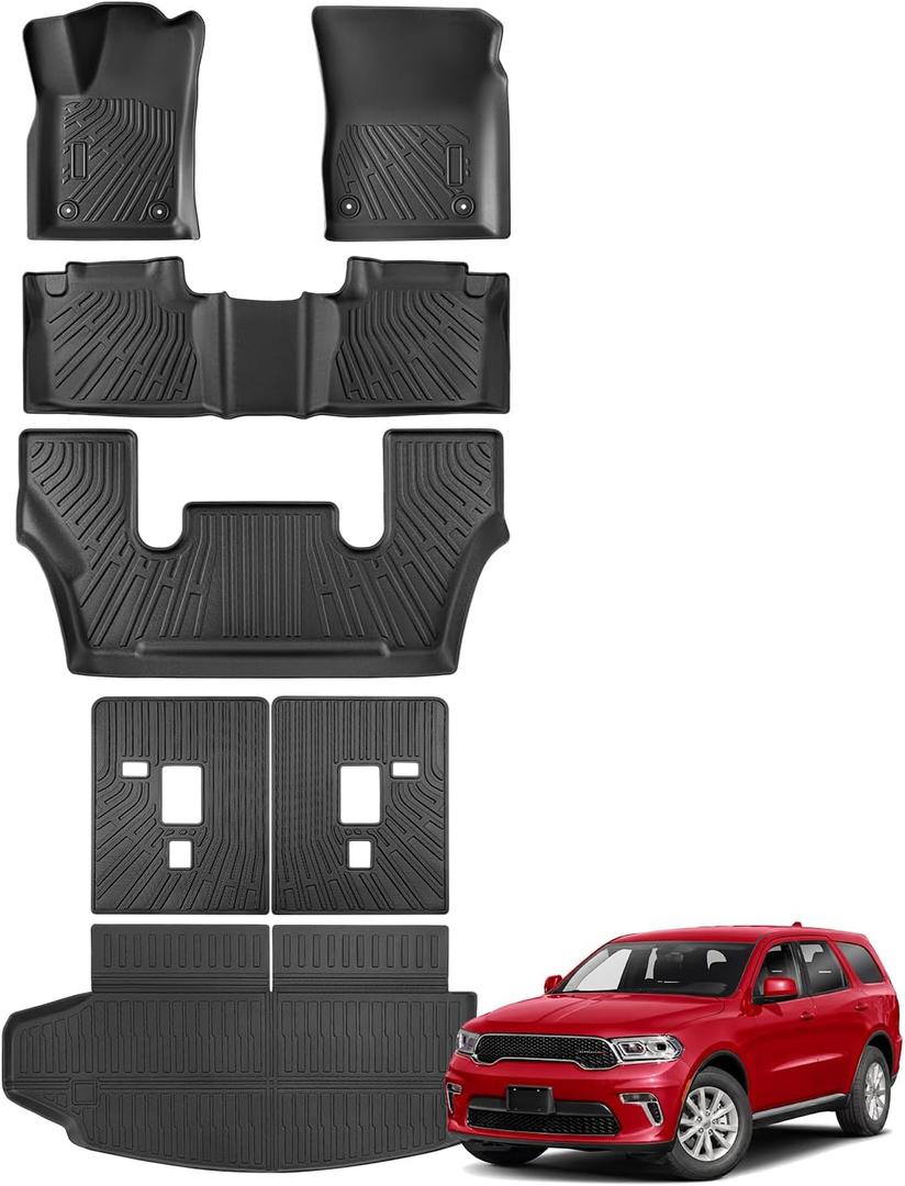 for Dodge Durango 2016-2026 2027 Floor Mats Cargo Liner Trunk Mat (6 Seats)
