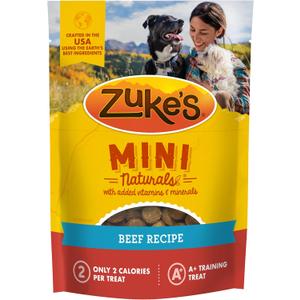 Zukes Mini Naturals Soft And Chewy Dog Treats For Training Pouch, Natural Treat Bites With Beef Recipe - 6 oz. Bag (6 Ounce (Pack of 1)) Best by Sept 2025