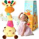 LLUKEME Dancing Giraffe Toy Stuffed Animal Toddlers Gifts for Easter Baby Toys Singing Song Toddlers Toy Repeats What You Say Glowing Musical Toy for Baby Birthday Gift Groovy Giraffe Toy