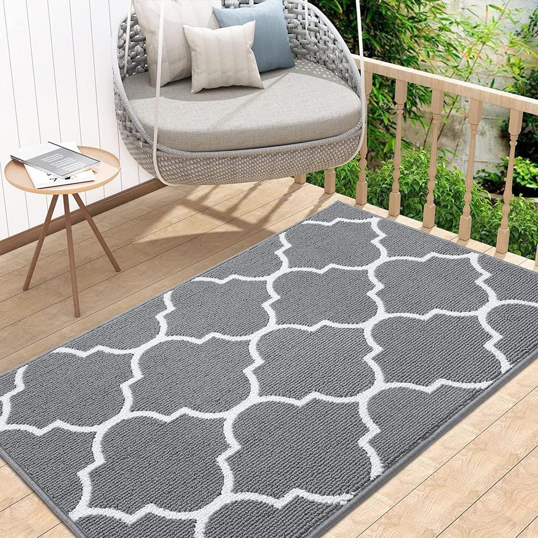 OLANLY Indoor Door Mat, 40x32, Non-Slip Absorbent Resist Dirt Entrance Mat, Washable Low-Profile Inside Floor Mat Doormats for Entryway, Grey (40" x 32")