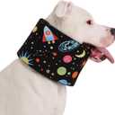 LovinPet Dog Recovery Collar, Adjustable Soft Cone for Medium & Large Dogs, Post-Surgery Comfort & Lick Prevention, Interstellar Black Print,Black