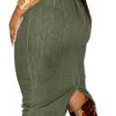 Flamingals Sexy Off Shoulder Sleeveless Maxi Dress for Women Zip Back Split Hem Party Long Dress (Green, M)