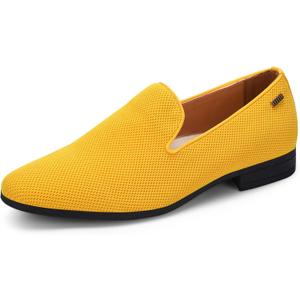 UUBARIS Mens Dress Loafers Tuxedo Suit Slip on Shoes (10, Gold Yellow)