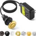 Garbage Disposal Air Switch Kit Sink Top Waste Disposal Long Stainless Steel Golden Polished On/ Off Air Button Food and Waste Disposals Part by Etoolcity, UL Listed LF40-C063