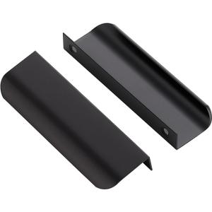 Ravinte 10 Pack Finger Pulls for Cabinets 96mm/3.75" Hole Center Tab Cabinet Handle Matte Black Finger Edge Pulls Concealed Handles for Kitchen Drawer Finger Cabinet Pulls 120mm/4.72" Length