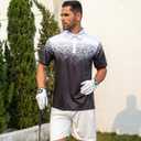 uideazone Mens Golf Shirt Dry Fit Athletic Polo Shirts Moisture Wicking Performance 3D Print Short Sleeve (Small)