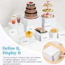 2-in-1 Reversible 6Pcs Buffet Risers With Mini Sign, Marker & Cleaning Cloth, Reusable Acrylic Food Display Stands for Buffet Table Party Catering, White Food Risers for Dessert Cake Treat