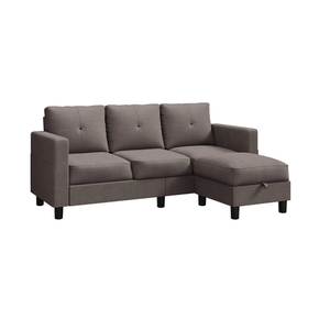 L-Shaped 3 Seater Sofa With Stool, Color Brown