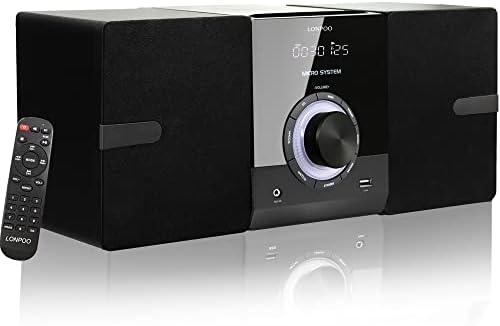Compact Stereo System Speakers with CD Player, Bluetooth, FM Radio, Aux-in, USB-in, Earphone Jack, DSP-Tech, Remote, 30W Crisp-Sound Shelf Stereo System for Home (LP-886BT)