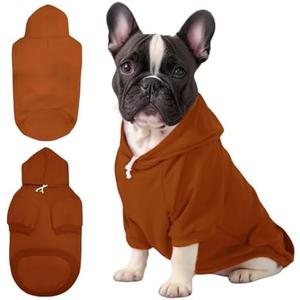 Mfiker Small Dog Hoodie with Leash Hole and Pocket, Soft Winter Dog Sweater, Cozy Hoodies Sweatshirt for Small Dogs Puppy and Cat, Cold Weather Pet Clothes (Brown Dog Hoodie, Large)