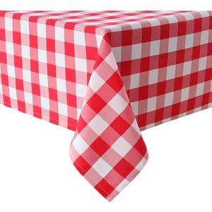 Hiasan Checkered Tablecloth Rectangle, 30 x 60 Inch - Waterproof and Wrinkle Resistant Table Cloth for Picnic, Dinner, Party and Christmas, Washable Polyester Fabric, Red and White Gingham Pattern