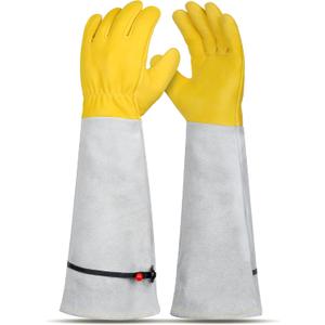 Gardening Gloves for Women/Men, Rose Pruning Thorn-Proof Long Leather Garden Gloves with Adjustable Cuff, Ladies Light Protective Glove for Yard & Outdoor Work (Medium (Pack of 1), Gray)