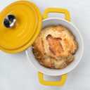 small soup pot with lid,2.6 Quart Granite Casserole Small Soup Pot Pasta Cooking Pot,Dual Handles, Small-Duty Cookware for Braising, Cook soup (Yellow)