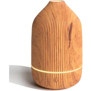 Essential Oil Diffuser, 100ml Aromatherapy Diffuser, Mini Ultrasonic Diffuser for Essential Oil, Home, Office, Cool Mist Humidifier with 7 Led Light, Auto Shut-Off, Wood Grain