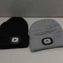 Unisex Beanie with Light, USB Rechargeable LED Headlamp Hat, Valentine's Day Gifts Men Women (Balck&gray)