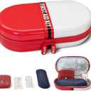 Kitgo Pill Organizer,First Aid Kit Waterproof Medicine Bag,Pill Carrier with Cutter for Home Storage Travel (White & Red)