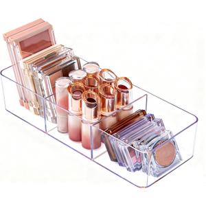 Acrylic Organizers Makeup Storage  Cosmetic Organizer for Bathroom Drawer, Display Case for Vanity, Countertop, Kitchen, Desk 3-Section