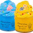 Cloud Slime with Beach and Ocean Theme, New Addins Sand Pail & Shovel, Let Kids Enjoy Summer Fun, Super Soft, Scented DIY Slime, Stress Relief Toy Party Favors Birthday Gifts for Girls and Boys. 2 Pack