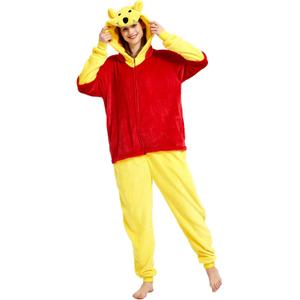 Snug Fit Adult Unisex Onesie Cosplay CostumeOne Piece Pajama Halloween Homewear Suit for Women and Men (Yellow Bear) XL